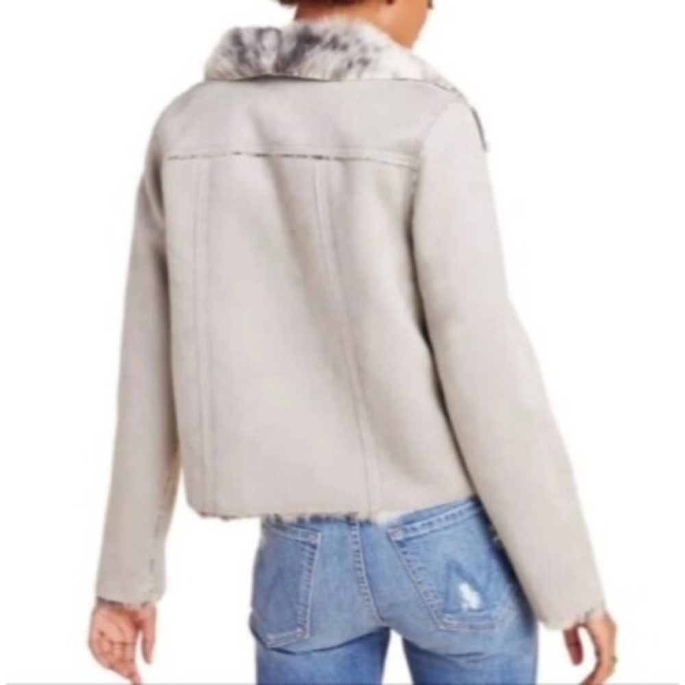 Anthropologie x Marrakech Gray Fur & Suede Reversible Moto Jacket | - Picture 8 of 11